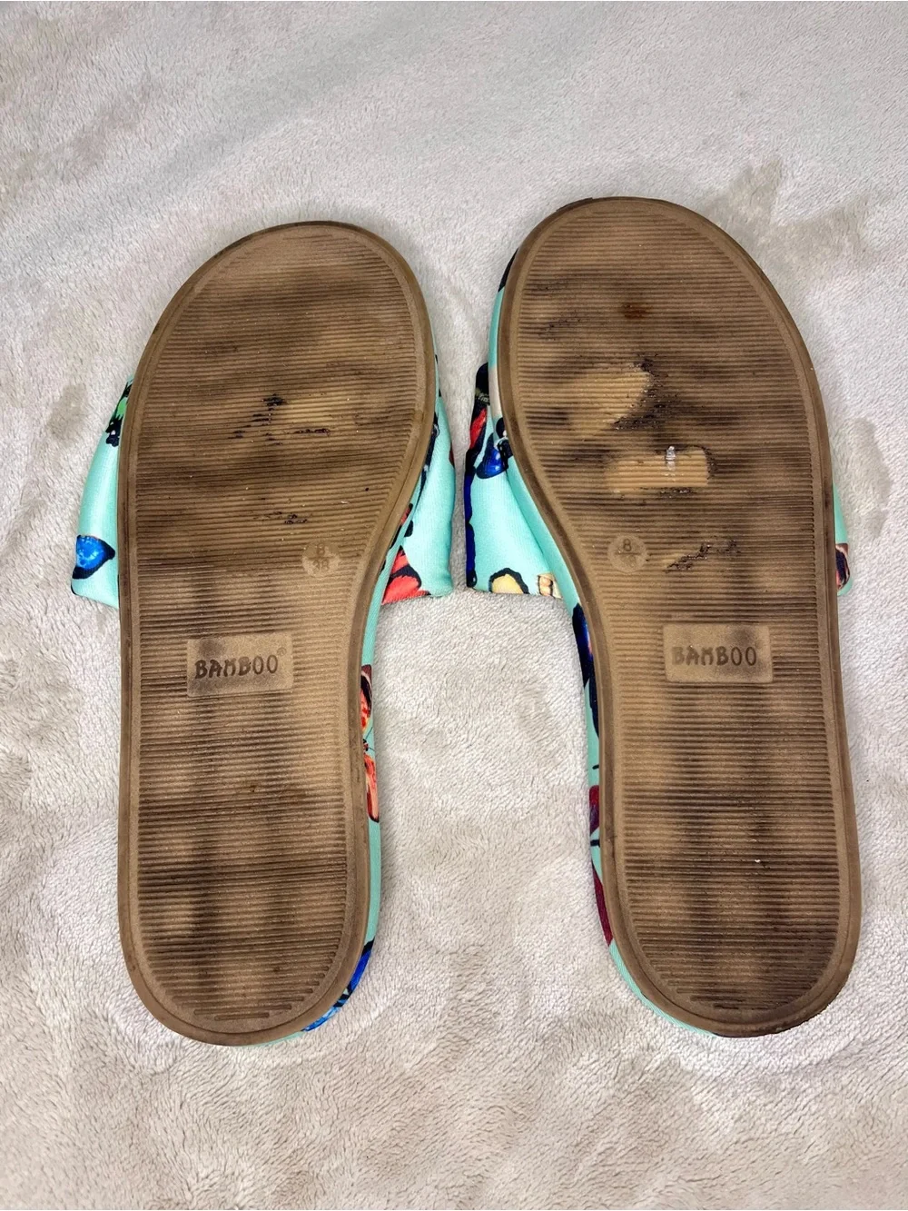 Bamboo Size 8 Butterfly Print Cushioned Slide Sandals - Picture 7 of 10